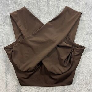 Womens Criss Cross Crop Top Size Medium Brown Halter Underwire Wrap Style Club